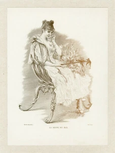 "LA REINE DU BAL" Gravure originale entoilée REVUE ILLUSTRÉE- DRAEGER vers 1890  - Bild 1 von 1
