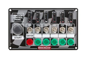 QuickCar Ignition Switch Panel Flag Plate 6 Switches & 1 Button Dash Mount Lit - Bild 1 von 4