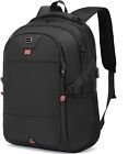 Laptop Backpack Black Water Resistant Daypack Anti Theft with USB Charging Port