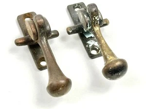 Vintage Brass Teardrop Sash Window Handles Pair Art Deco Casement Fasteners - Picture 1 of 13