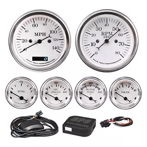 RT Classic 6 Gauge Set GPS Speedometer Tachometer 140MPH 8000RPM Electrical - Picture 1 of 15