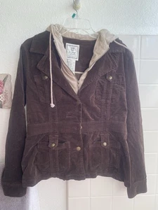 For Joseph Fortune große braune Cordjacke beige Hoodie Reißverschluss Knopf Taschen - Bild 1 von 10