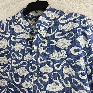 Camisa Reyn Spooner Estampado Inverso Azul Tropical Pez Vida Marina Para Hombres Talla XL Botón - Imagen 1 de 14