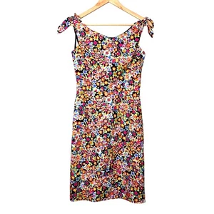 David Meister Floral Silk Shift Sleeveless Knee Length Dress Size 4 Small Retro - Picture 1 of 10
