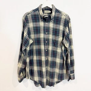 Vintage L.L. Bean Mens Plaid Flannel Button Up Collared Shirt Outdoors Large - Picture 1 of 6