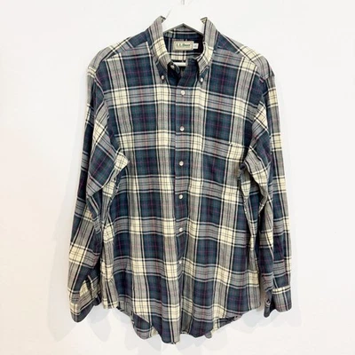 Vintage L.L. Bean Mens Plaid Flannel Button Up Collared Shirt Outdoors Large - Image 1 of 4
