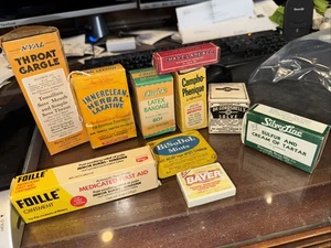 10 RARE Vintage Boxes & Tins Some With Product In Them Props Displays - Picture 1 of 5
