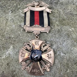 ORIGINAL Pre-WWI German Kriegerbund New York 14K Gold Veterans Medal 1895 - RARE - Picture 1 of 6