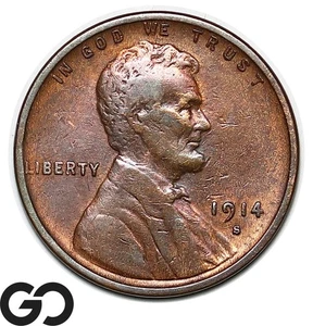 1914-S Lincoln Cent Wheat Penny, Tougher Date - Picture 1 of 3