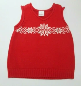 TODDLER BOYS HANNA ANDERSSON RED FAIR ISLE V-NECK SWEATER VEST SIZE 2 3 2T 3T - Picture 1 of 1