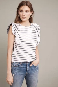 Neu mit Etikett Anthropologie Flutterwork T-Shirt, Größe Large Farbe/Navi - Bild 1 von 1