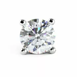 0.50Ct Men's 4 Claw Round Diamond Single Stud Earring, Hallmarked 18K White Gold - Picture 1 of 6