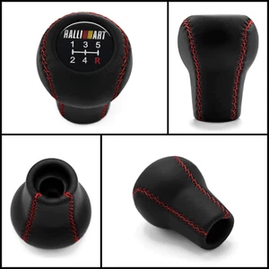 MITSUBISHI RALLIART 5 SPEED SHIFT KNOB RED STITCH COLT LANCER ECLIPSE GTO GALANT - Picture 1 of 6