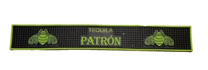 Alfombra para derrames de riel de barra de tequila Patron negra y verde 24" X 3,5" de goma - Imagen 1 de 2