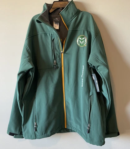 Colorado State Rams Men Large Embroidered Full Zip Soft Shell Jacket NWT Cover