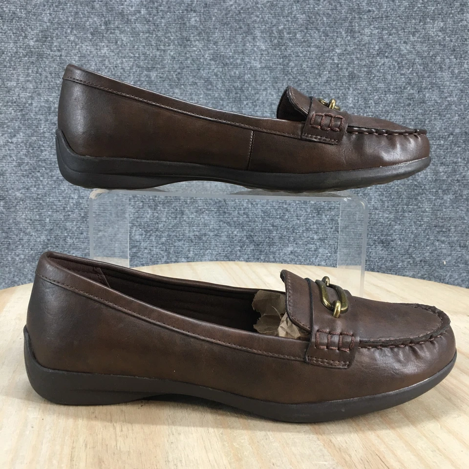 Yuu Zapatos Para Mujer 7 M Panadero Informal Sin Cordones Mocasines Planos Marrón Imitación Cuero Foto 1 de 4