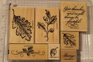 Stampin Up Country Blessings set of 7 Stamps Oak Leaf Acorn Blessing Give Thanks - Picture 1 of 2