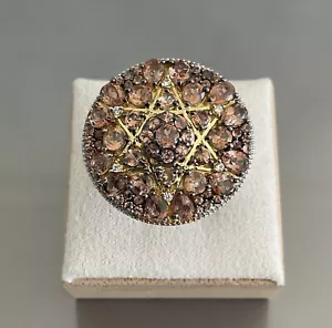 Jenipapo Andalusite & Zircon Cluster Star Design Ring 3.90 CTW 925 Silver Size 7 - Picture 1 of 19