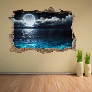 Moon Sea View Moonlight Fantasy Wall Sticker Mural Decal Print Home Decor CM38 - Picture 1 of 1