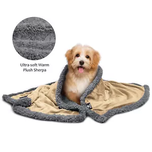 Pet Blanket for Small Medium Dog Puppy Cat Reversible Flannel Fleece Sherpa - Picture 1 of 1