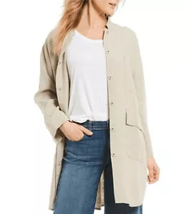Eileen Fisher Woman's Size Small Linen Jacket Mandarin Collar Lagenlook Relaxed - Picture 1 of 11