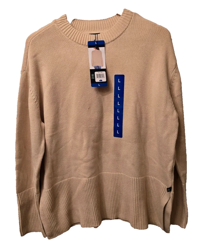 GAP Sweater Womens Medium Taupe Knit Crewneck Long Sleeve Cotton Pullover