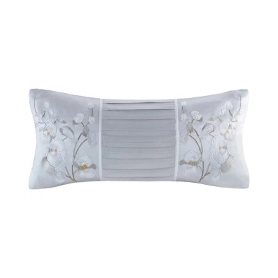 Natori White Orchid Silk/Cotton Embroidery Oblong Pillow NA30-2991 - Image 1 of 2