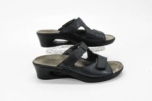 Mephisto Women Sandal Mobils Size 9M EUR 40 Blue Leather Slide Shoe Pre Owned vq - Picture 1 of 12