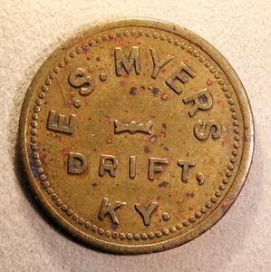 Gettone scrip carbone SCARCE Kentucky - E.S. Myers, 10¢, Drift, Ky. - Foto 1 di 2