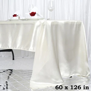 Ivory 60x126" RECTANGLE Satin TABLECLOTH Wedding Banquet Ceremony Linens Home - Picture 1 of 5