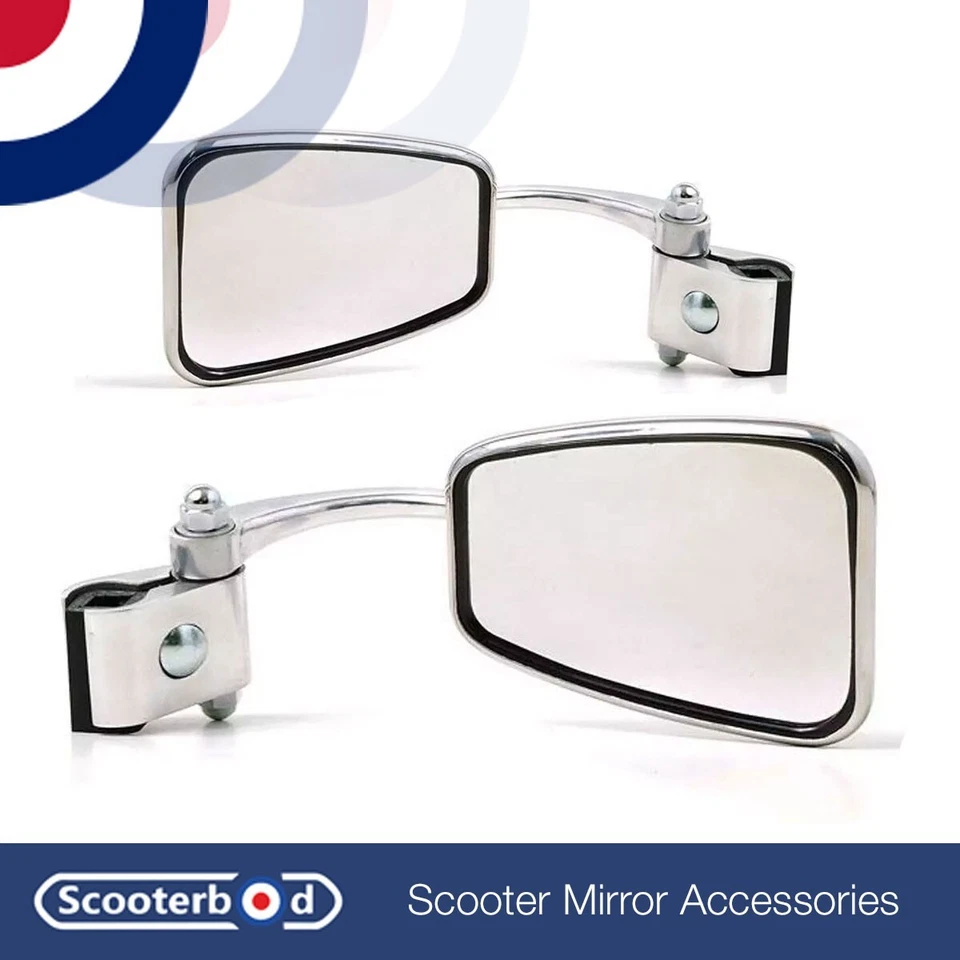 Rectanguler Clamp on Legshield Mirror Vespa Lambretta Scooters LEFT & RIGHT SIDE - Image 1 of 2
