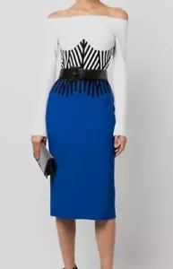 $2870 Alexander McQueen Womens White Off-Shoulder Long-Sleeve Midi Dress Size S - Picture 1 of 4