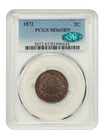 1872 2C PCGS/CAC MS65BN Cover