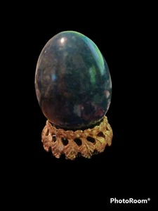 VINTAGE Decorative Cobalt Egg Blue with Metal Stand from late 80's - Picture 1 of 1
