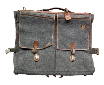 Vtg Hartmann Leather Tweed Hanging Garment Travel Bag No Shoulder Strap - Image 1 of 4