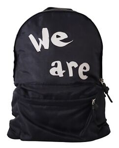 DOLCE & GABBANA Bambino Junior Boy Bag Blue Logo Nylon Backpack School Borse