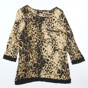 NEXT Womens Brown Animal Viscose BlendBlouse Size 12 - Picture 1 of 12