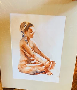 Original Robert A Beck (Bob Beck) Bucks County PA Nude With Scarf Watercolor - Picture 1 of 11
