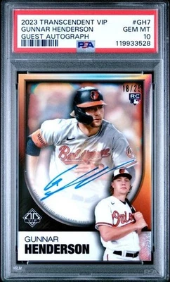 GUNNAR HENDERSON 18/25 SSP 2023 Topps Transcendent VIP ORANGE AUTO PSA 10 - Image 1 of 2