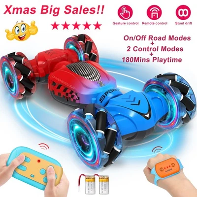 UNISTAR 4WD RC Stunt Car Off-Road Vehicle Toys Gift 2.4G Remote Control For Kids LED UK
