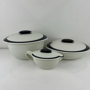 Tupperware Thermo-Duo Insulated Set Double Layer With Lids Cream Black - Picture 1 of 8