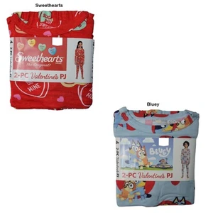 Character Kids 2-Piece Valentines Day Long Sleeve Pajama's - Picture 1 of 6