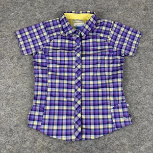 Columbia Omni-Shade Button Up Shirt Plaid Sun Protection Purple Girls 10/12 - Picture 1 of 12