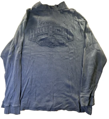 Harley-Davidson Mens 3XL Gray Waffle Knit Quarter Zip Long Sleeve Shirt Embossed - Image 1 of 4