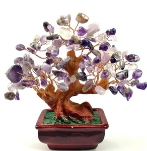 Money Tree With Natural Amethyst Crystal-Beautiful Shades Of Purple-New In Box - Picture 1 of 14