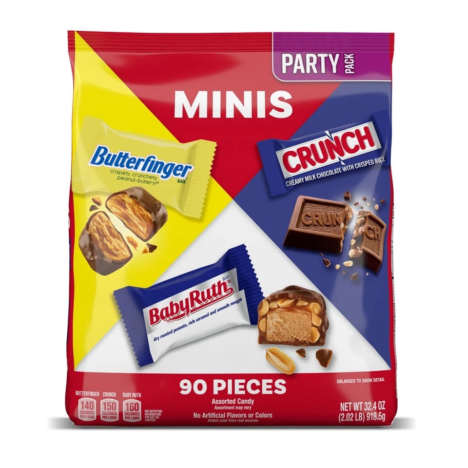 Butterfinger CRUNCH and Baby Ruth Minis Assorted Candy Bars Great for Shar...
