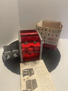 VTG 1950’s Arrco Card Shuffler W/ Box Hand Operated Crank Red & Silver - Bild 1 von 8