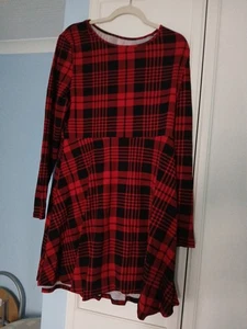 Rotes Schottenkaro-Damenkleid Größe 18 Markenlos Neu - Bild 1 von 2
