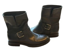 Frye Women’s Black Leather Engineer Harness Boots Size 7 Biker Moto Mid Calf - Picture 1 of 8