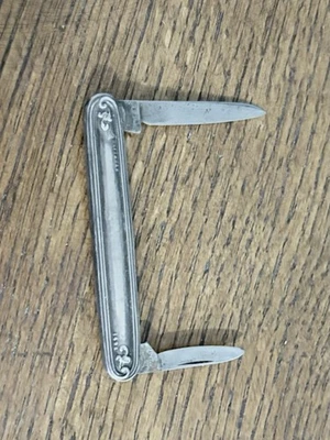 Antique Empire Sterling Silver Two Blade Pocket Knife Fruit Knife - Image 1 of 4